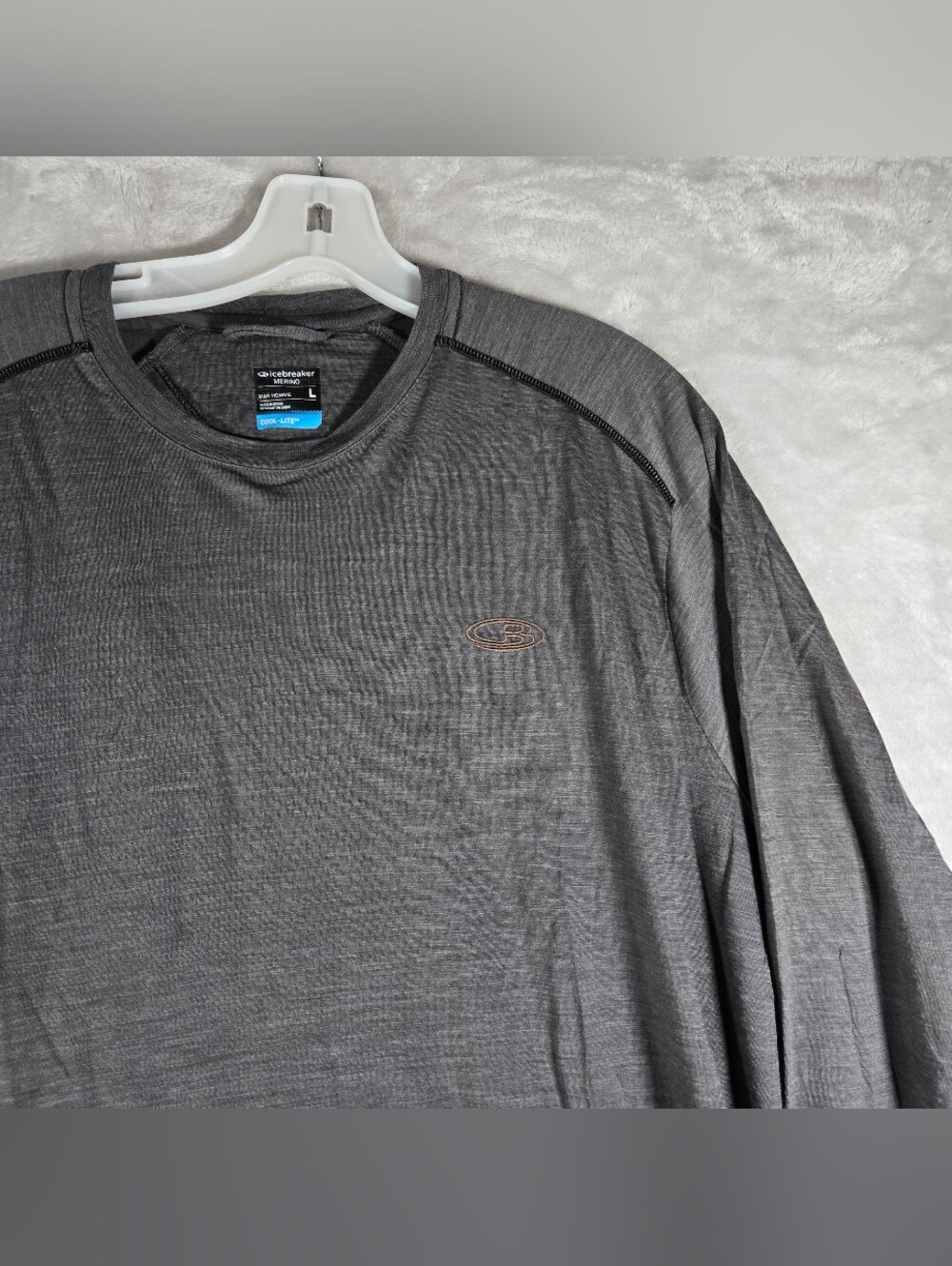 Icebreaker Cool Lite Long Sleeve Crewneck Shirt Men Large Gray Merino Wool Blend - Picture 3 of 11